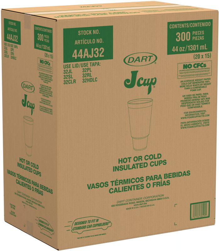 CUP FOAM CAR PLAIN 44 OZ