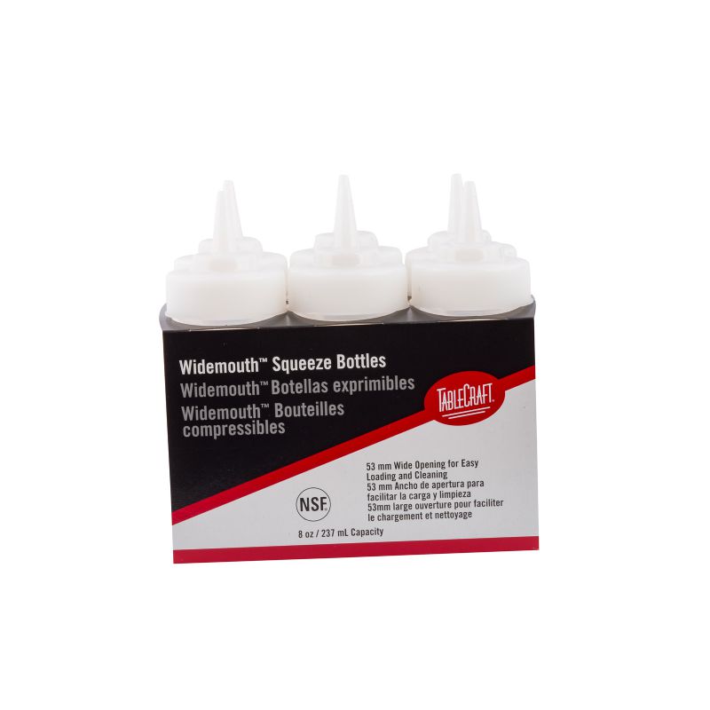 BOTTLE SQUEEZE WIDEMOUTH CLEAR 8 OZ