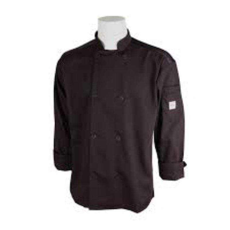 COAT CHEF UNISEX BLACK LONG SLV SM