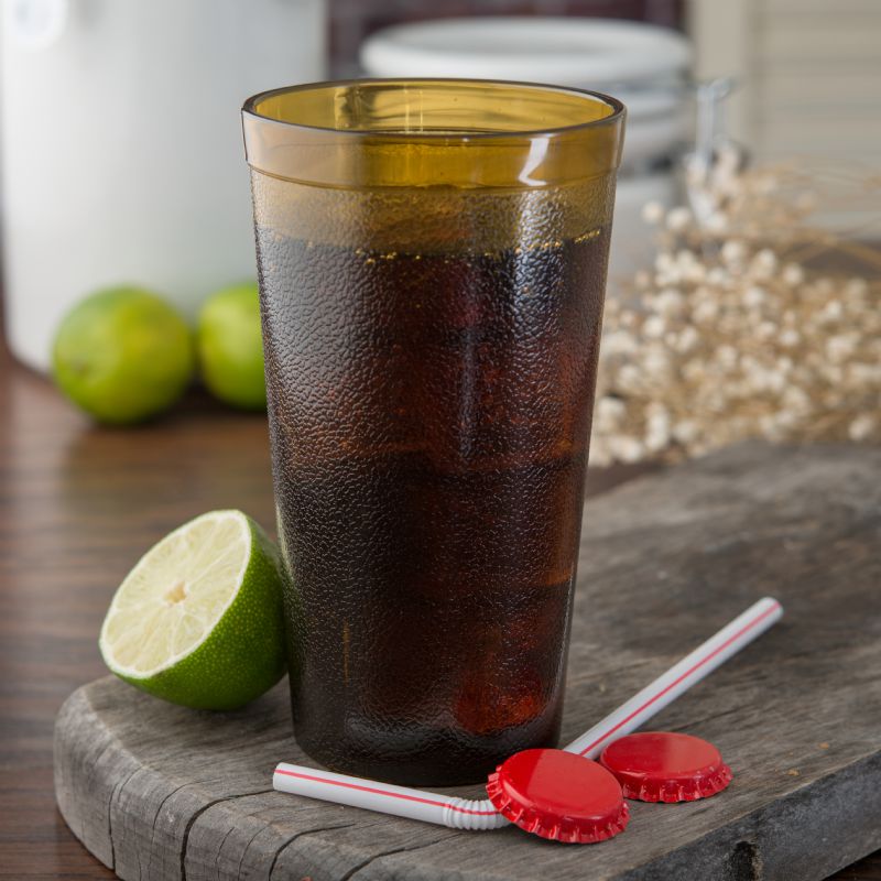 TUMBLER PLASTIC PEBBLED AMBER 16 OZ