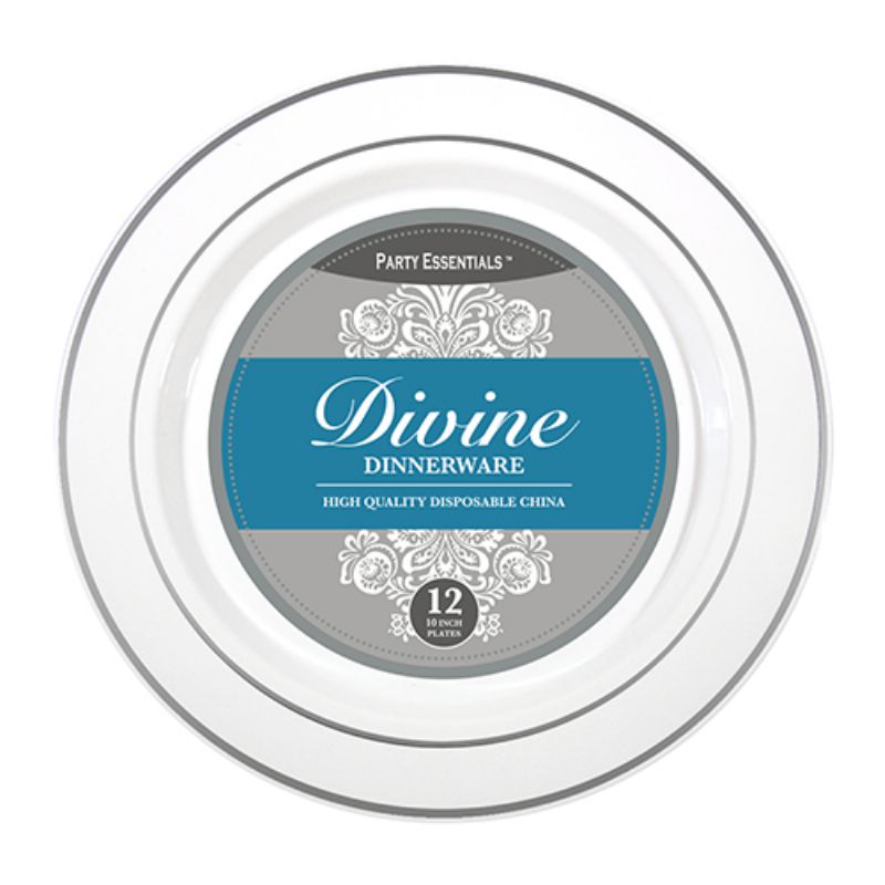 PLATE WHITE W/SILVER RIM 10.25