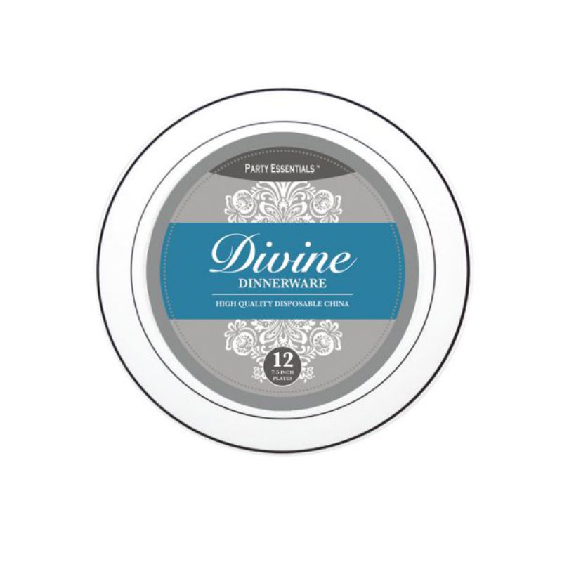PLATE WHITE W/SILVER RIM 7.5