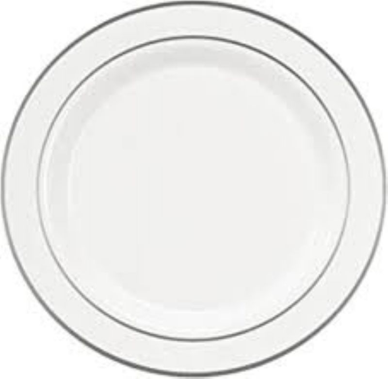 PLATE WHITE W/SILVER RIM 9