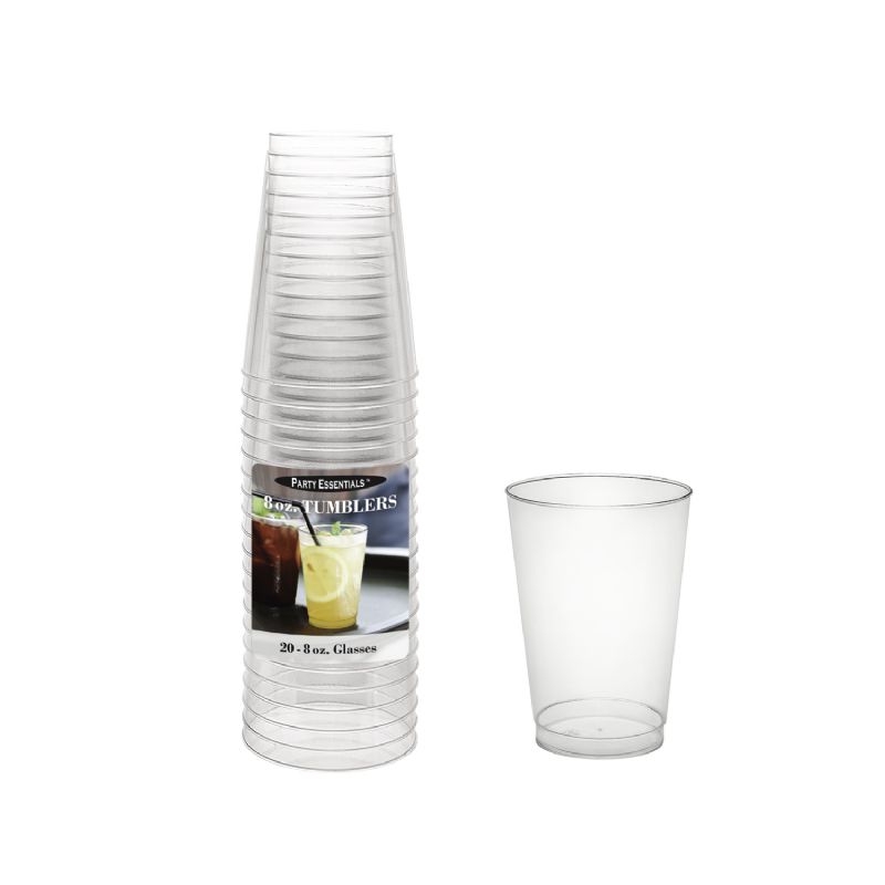 TUMBLER CLEAR PLASTIC DISPOSABLE 8OZ