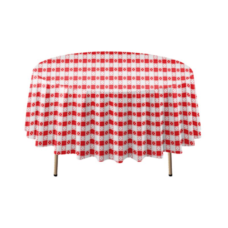 TABLECOVER RED GINGHAM ROUND 84