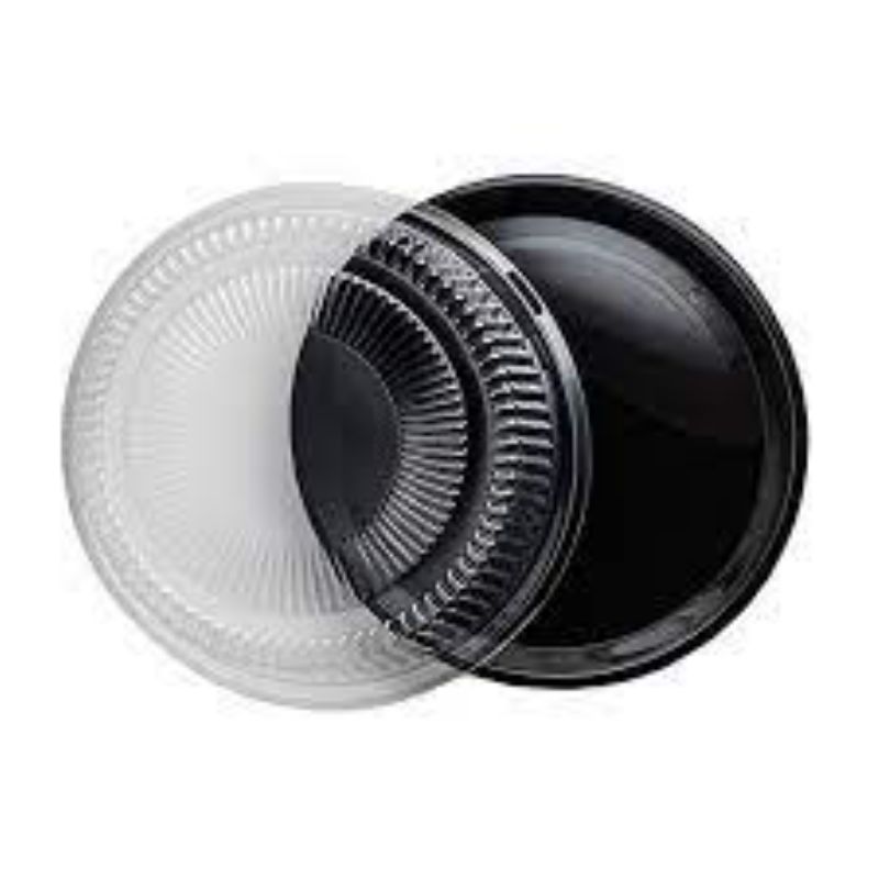TRAY CATER W/LID PLASTIC BLACK 16