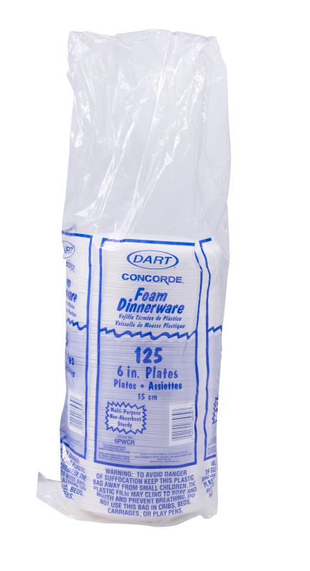 PLATE FOAM 6 IN WHITE UNLAM