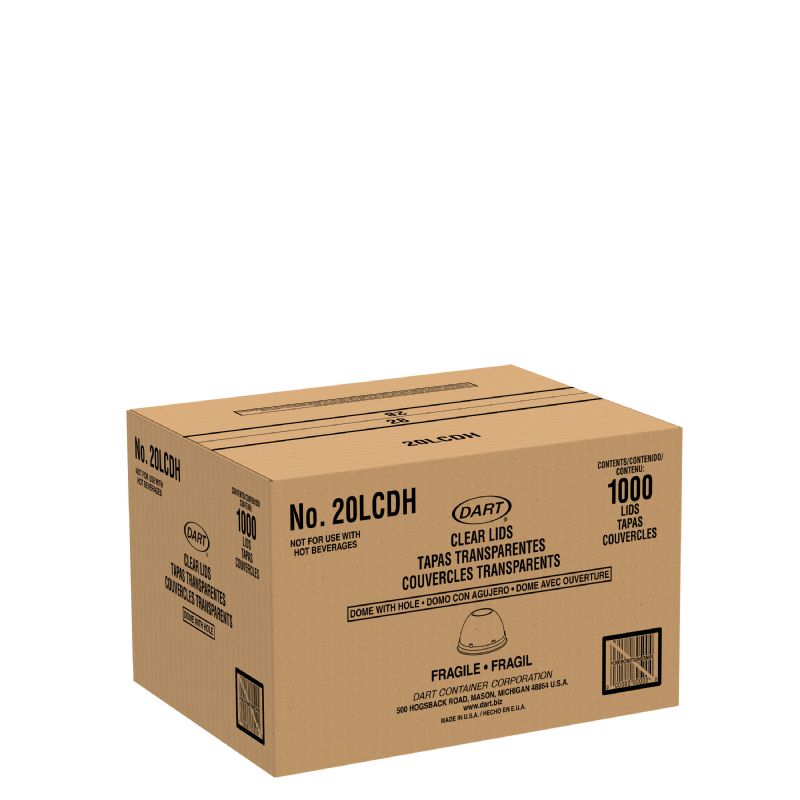 LID PLSTC CLR DOME HOLE 32 OZ