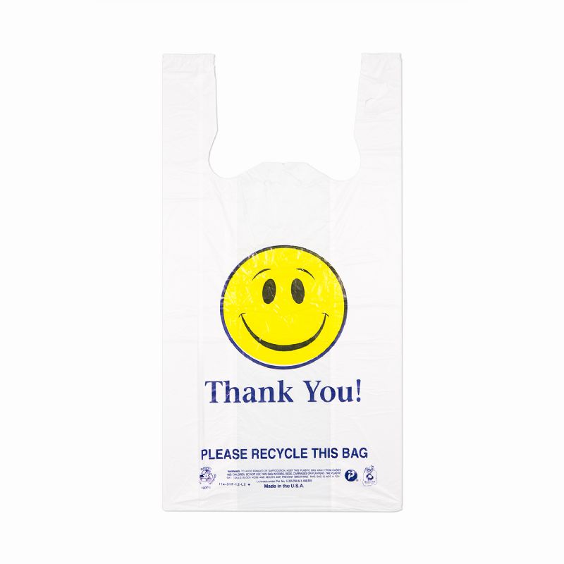 BAG T SHIRT SMILEY FACE WHT