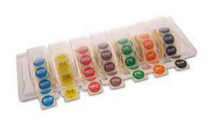 DISPENSER KIT DAYDOT 1" LABELS STARTER MONDAY-FRIDAY