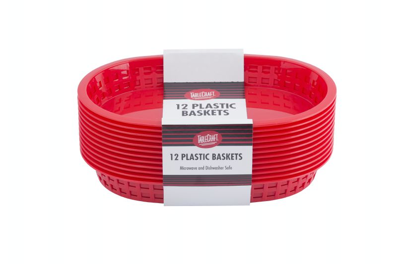 BASKET PLASTIC OVAL RED 10.5X7