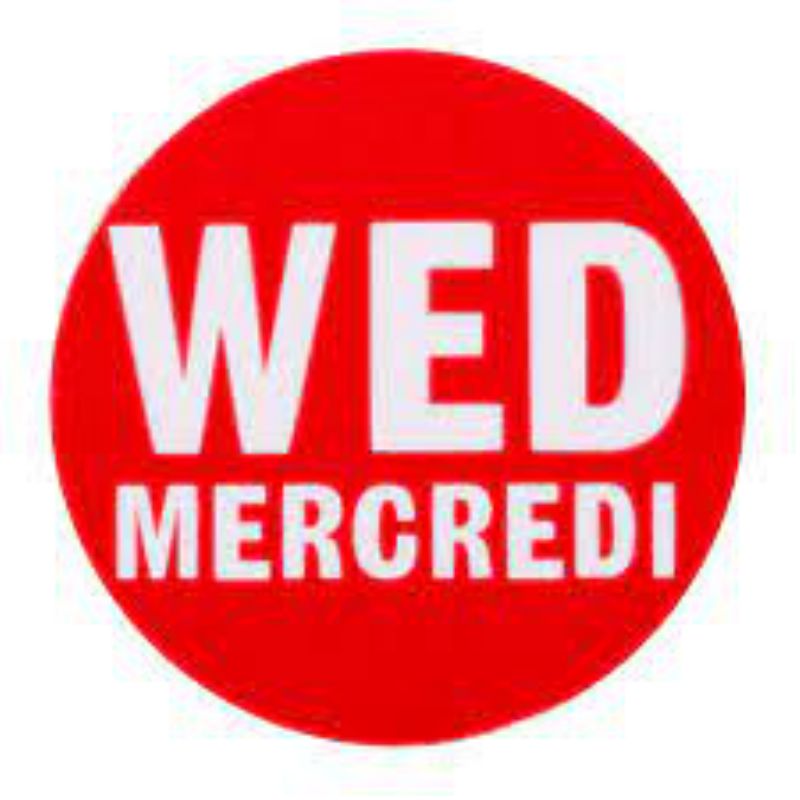 LABEL WEDNESDAY DAY DOT BILINGUAL
