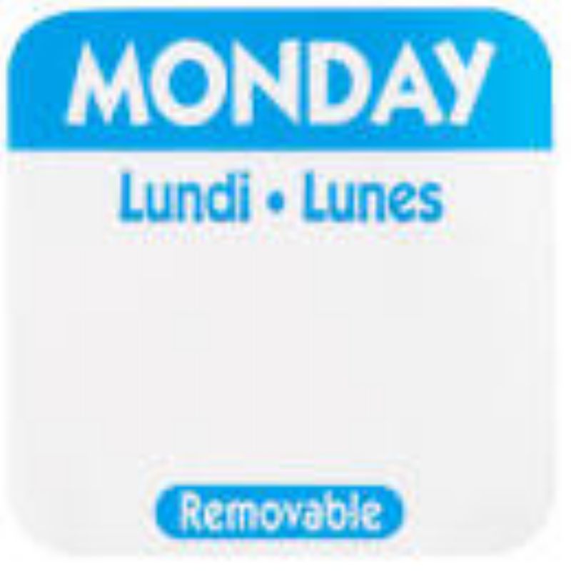 LABEL REMOVEABLE 1x1 MONDAY