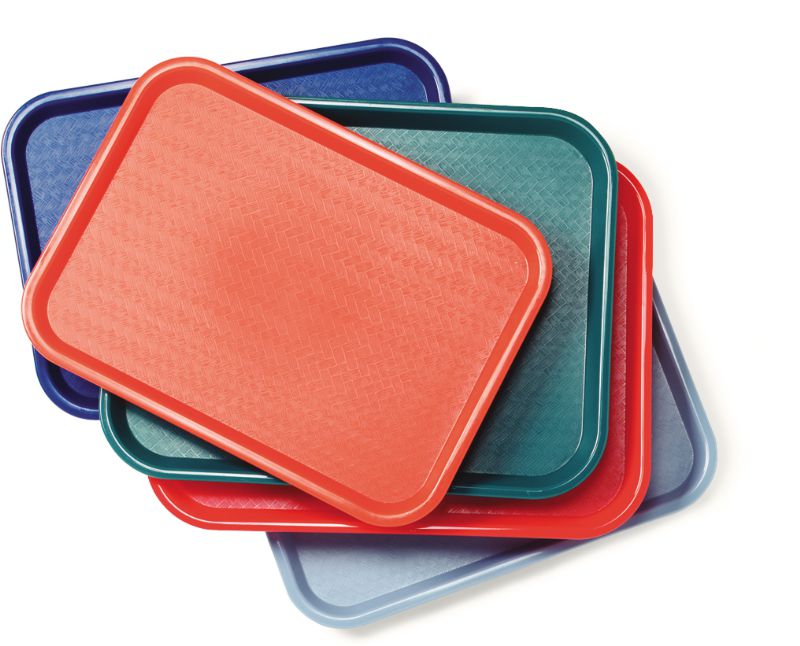 TRAY CAFE RECT RED 14X10