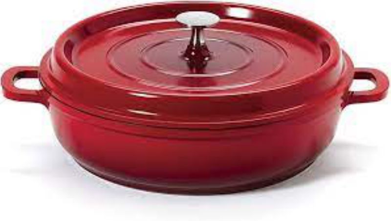 PAN BRAISER W/LID INDUCTION RED 3 QT