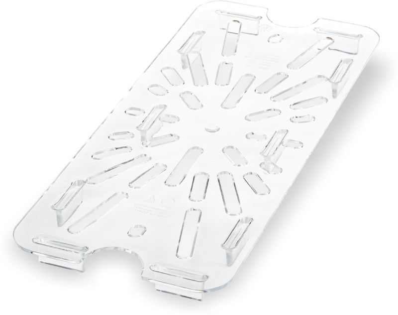 SHELF DRAIN FOOTED PLASTIC CLR 1/3SZ