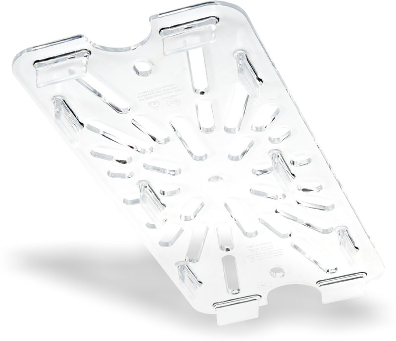 SHELF DRAIN FOOTED PLASTIC CLR 1/3SZ