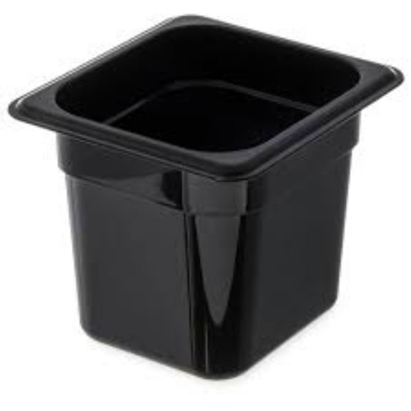 PAN FOOD PLASTIC BLACK 1/6 SZ 6" DP