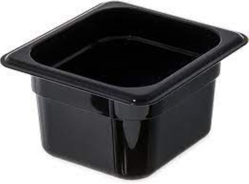 PAN FOOD PLASTIC BLACK 1/6 SZ 4" DP