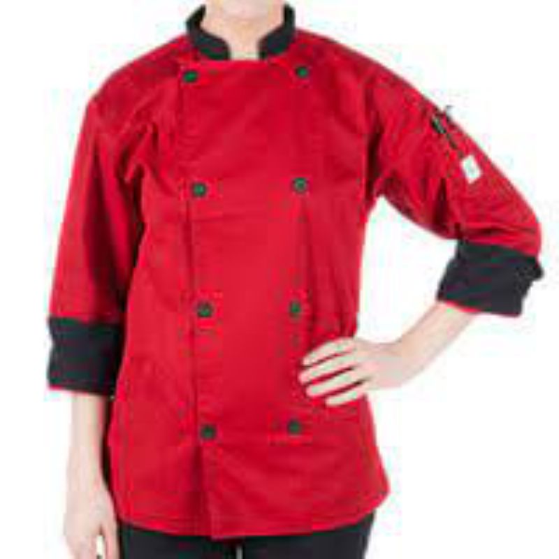 COAT CHEF RED SHORT SLEEVE LG