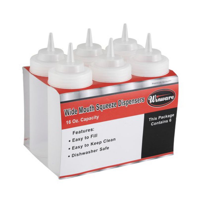 BOTTLE SQUEEZE WIDE MOUTH CLR 16 OZ