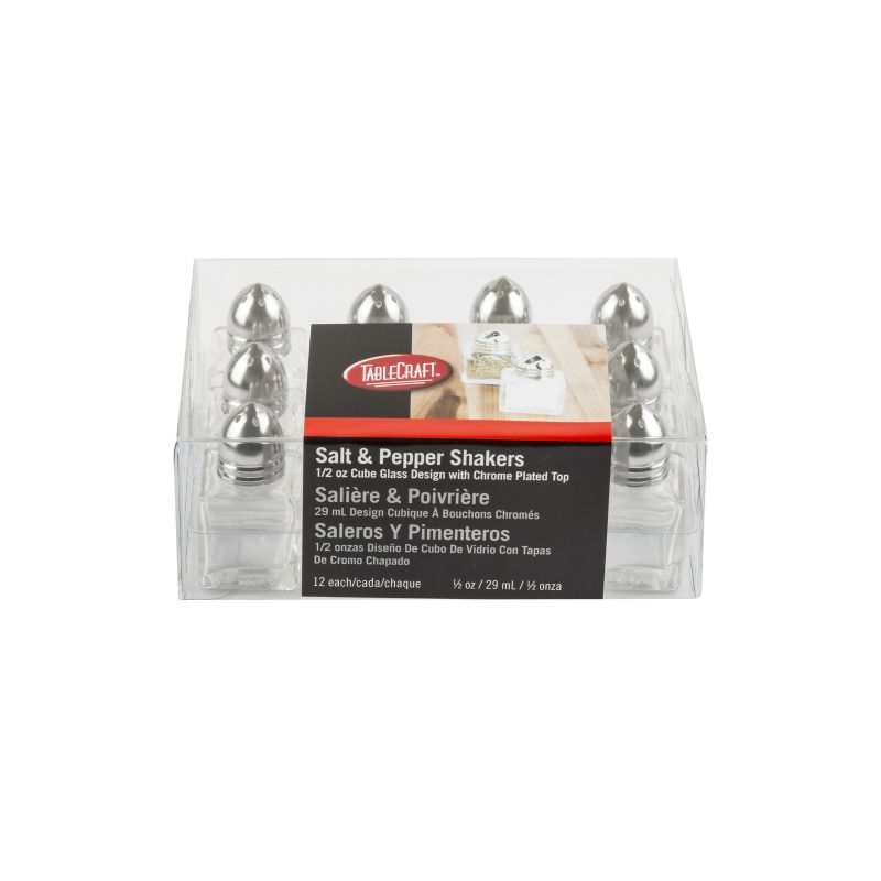 SHAKER SALT & PEPPER GLASS CUBE .5OZ