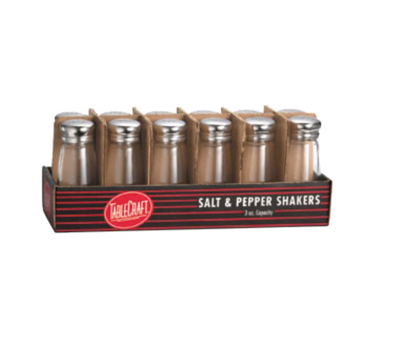SHAKER SALT & PEPPER ROUND GLASS 3OZ