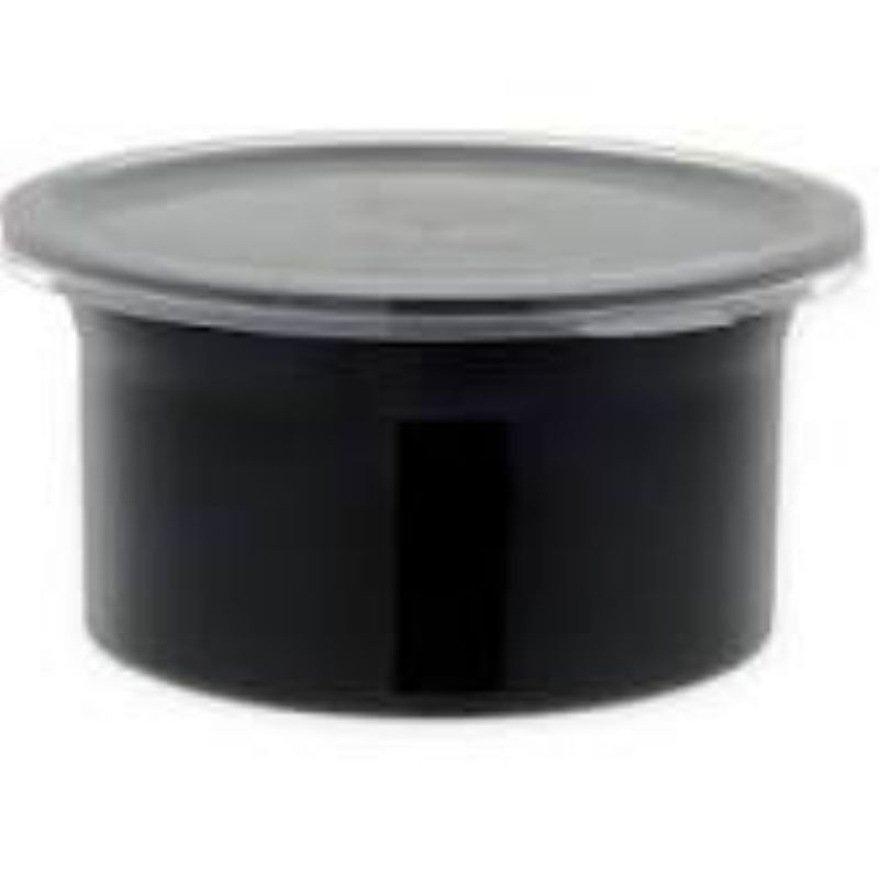 CROCK W/LID BLACK .6 QT