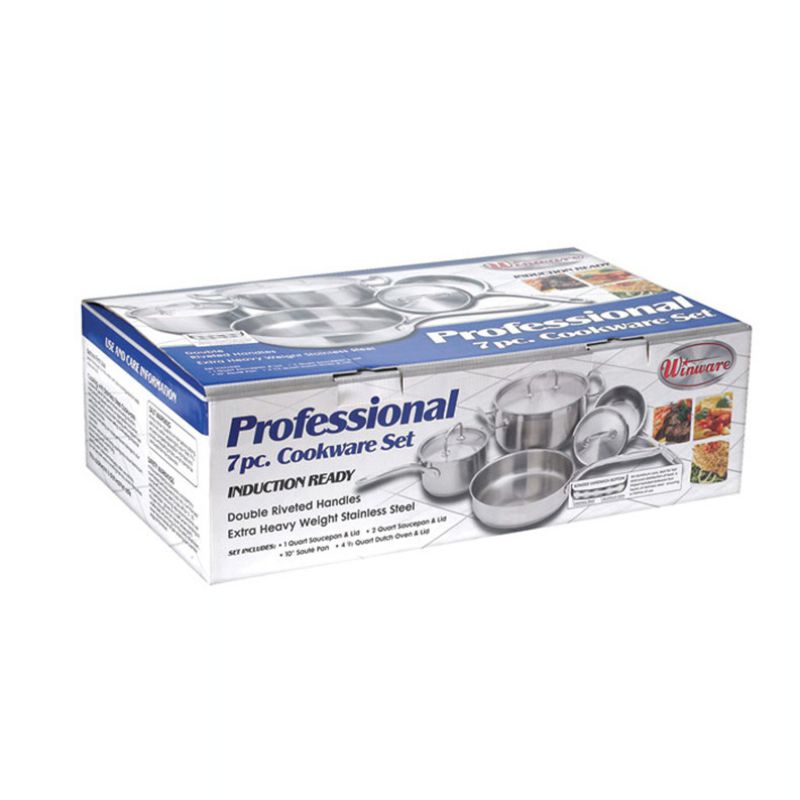 COOKWARE SET S/S W/ALUM CORE 7 PC