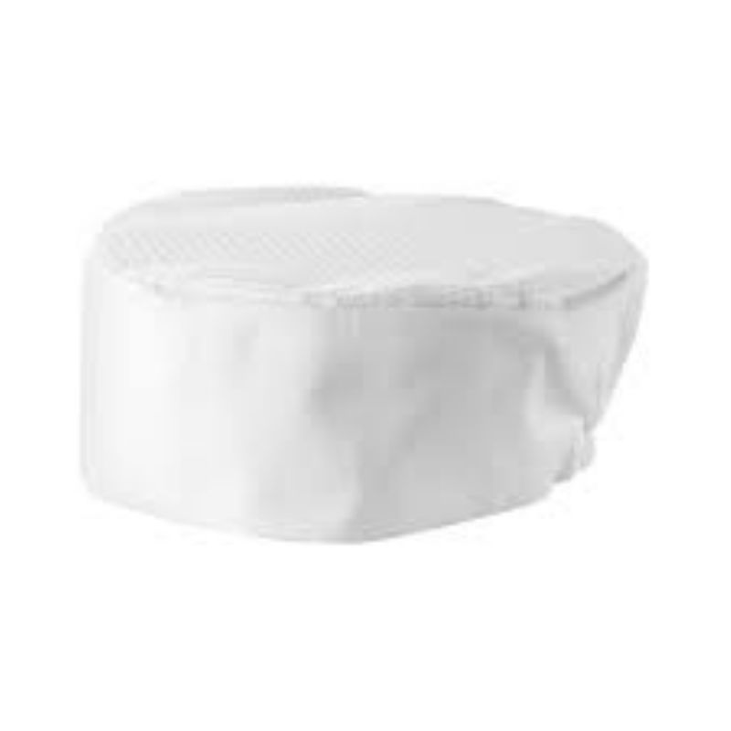 HAT CHEF BEANIE VENTED WHITE 3-1/2H