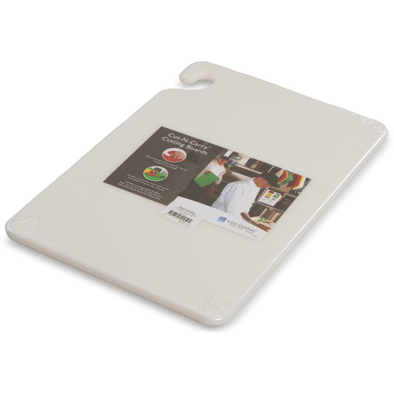 CUTTING BOARD WHITE W/HOOK 18X12X1/2
