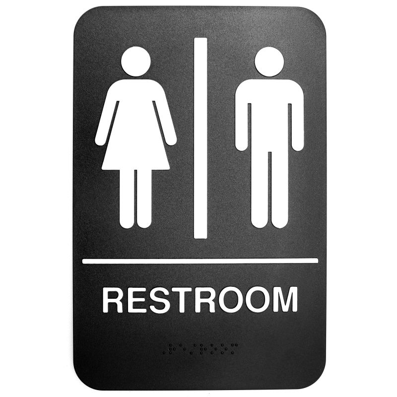 SIGN BRAILLE SYMBOL RESTROOM 6X9