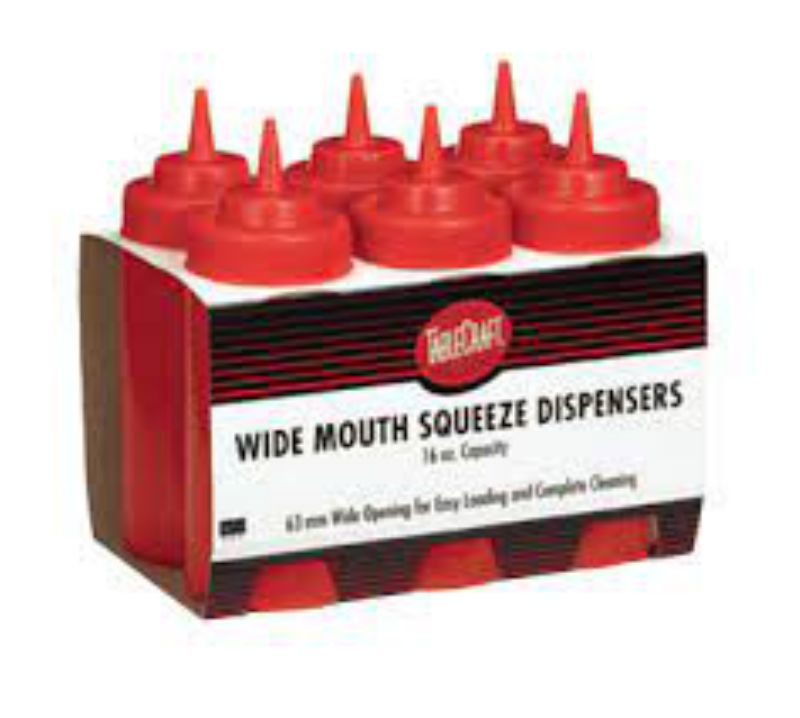 BOTTLE SQUEEZE WIDE MOUTH RED 16 OZ