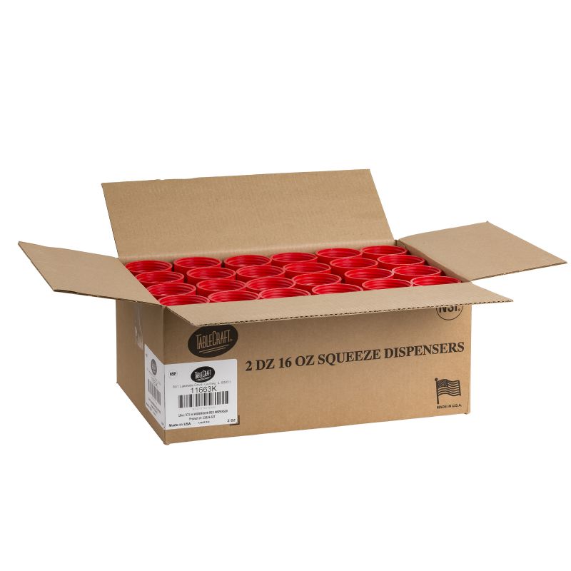BOTTLE SQUEEZE WIDE MOUTH RED 16 OZ