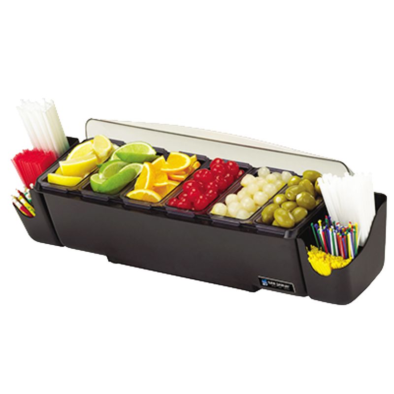 CONTAINER GARNISH DOME 6 COMP BLACK