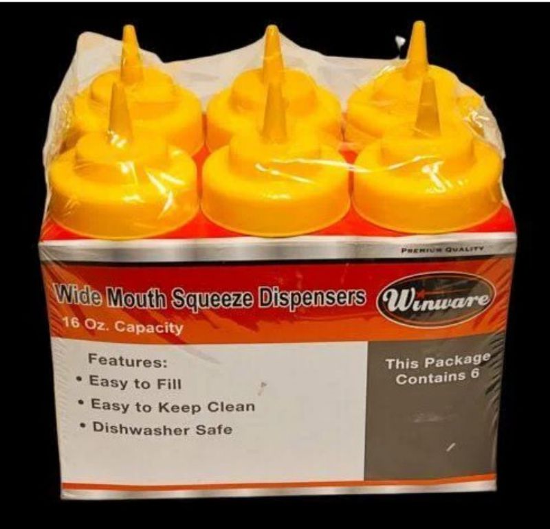 BOTTLE SQUEEZE YELLOW WIDEMOUTH 16OZ