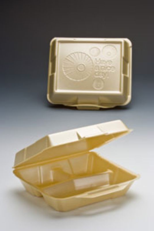 CONTAINER FOAM HINGED WHT 8X8